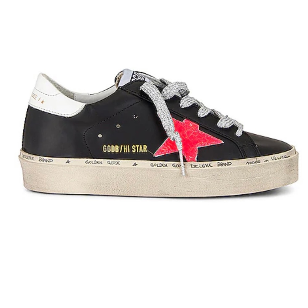 Golden Goose Hi Star Sneaker in Black, White & Pink